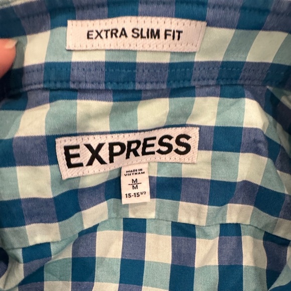 Express men button up shirt blue purple extra slim fit Sz M *worn twice - Picture 3 of 6
